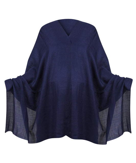 Handgemachter marineblauer Wollschal