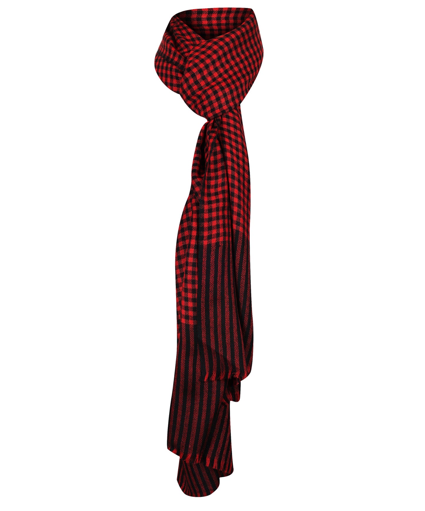 Wool Silk Blend with Classic design red and black