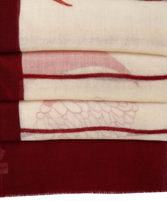 Handmade Red White Wool Scarf