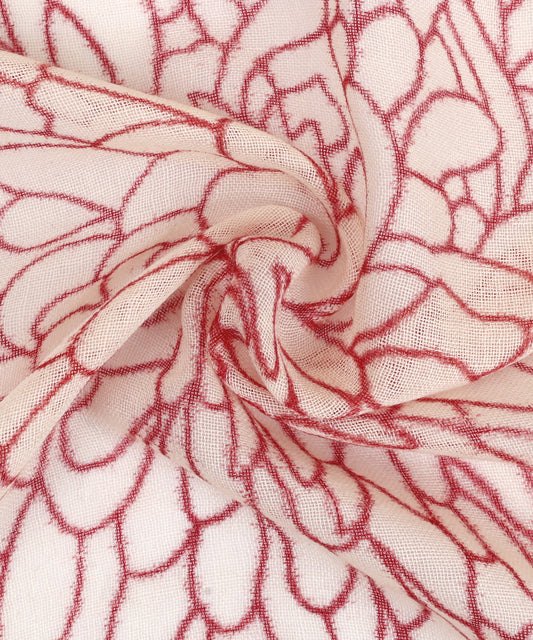 Handmade Red White Wool Scarf