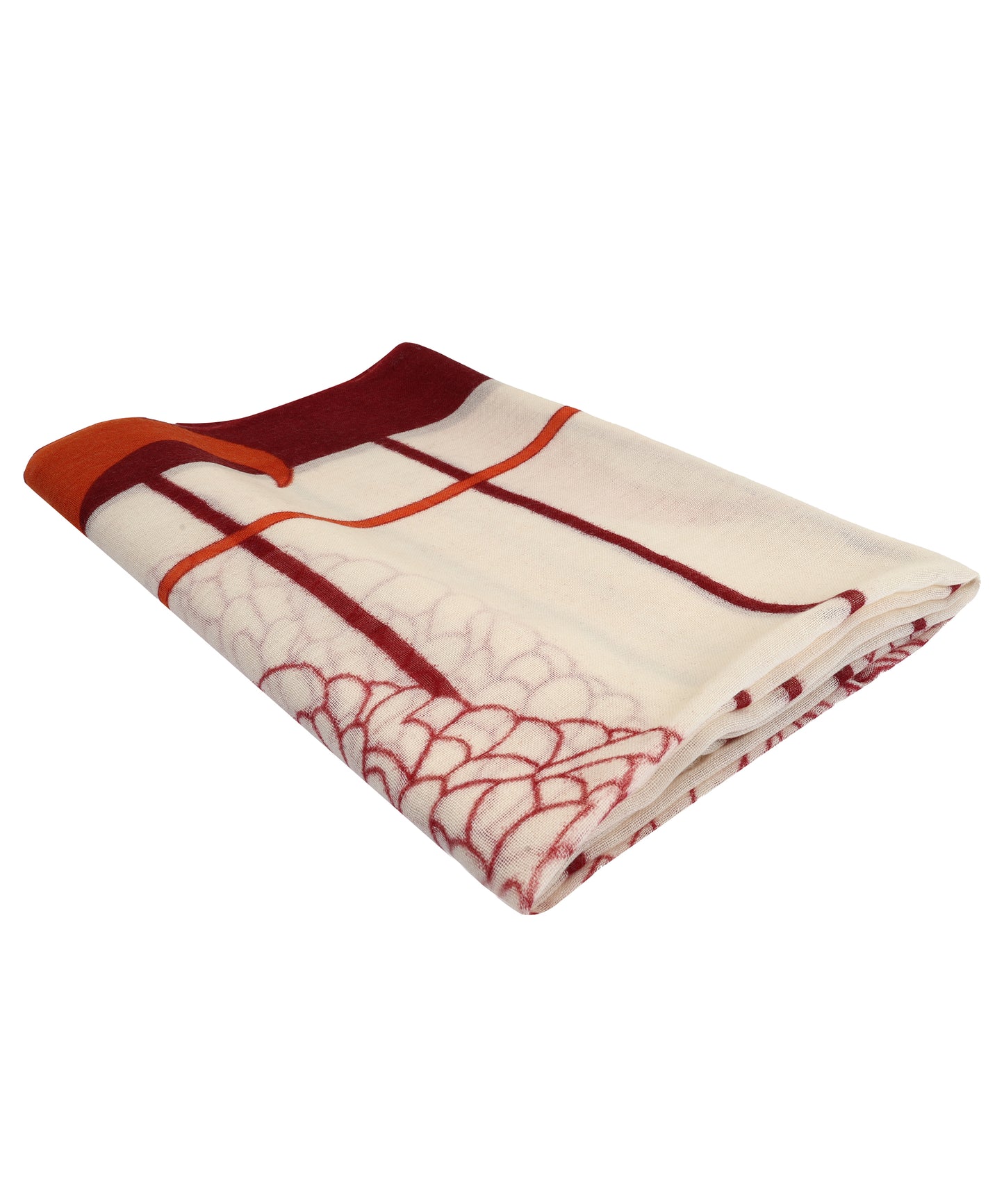Handmade Red White Wool Scarf