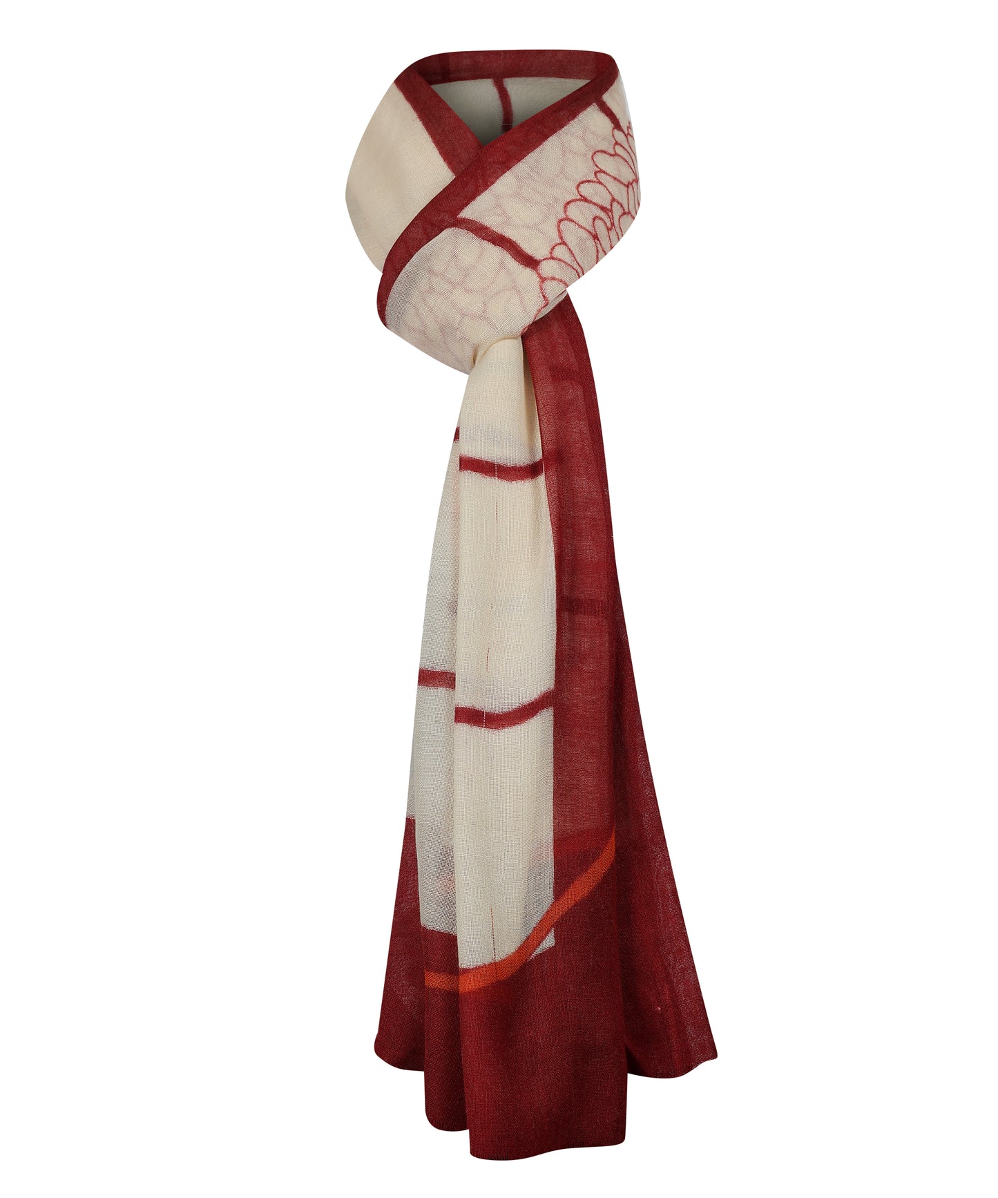 Handmade Red White Wool Scarf