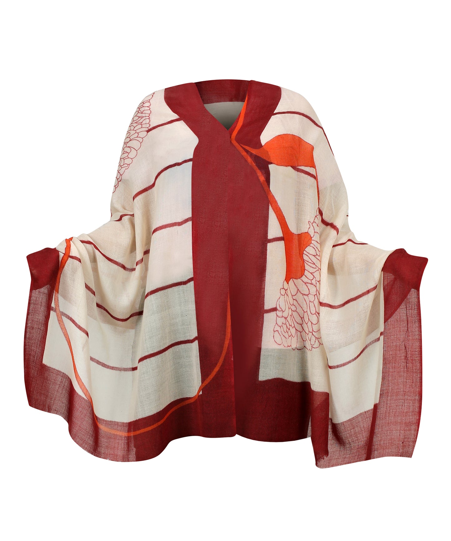 Handmade Red White Wool Scarf