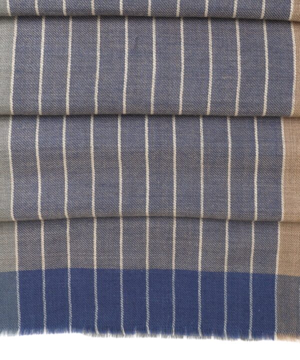 Wool silk blend with line print Shades Blue and Gray - Image 3