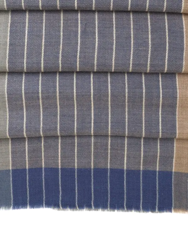 Wool silk blend with line print Shades Blue and Gray - Image 3