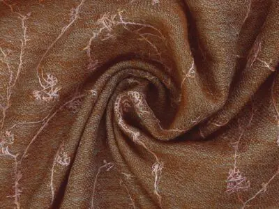 Handmade Cashmere Scarf with Woven Artwork – Brown